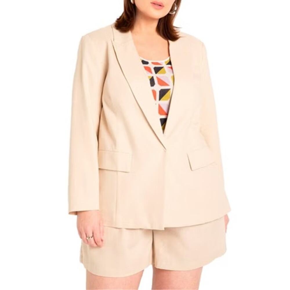 Eloquii Long Relaxed Blazer in Irish Cream Size 20